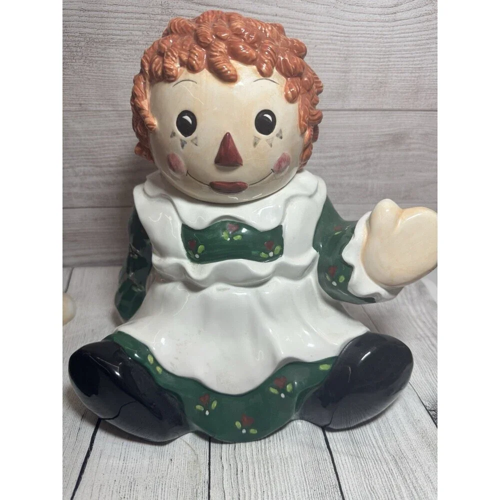 VINTAGE RAGGEDY ANN & ANDY COOKIE JARS SAKURA CHINA 1998